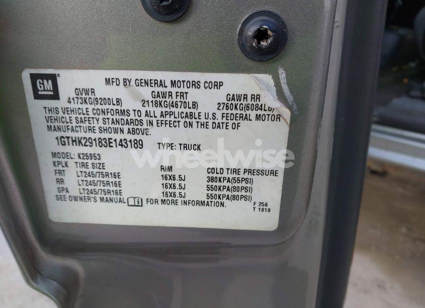 Photo 9 of 2003 Gmc Sierra 2500HD SLE (VIN 1GTHK29183E143189)