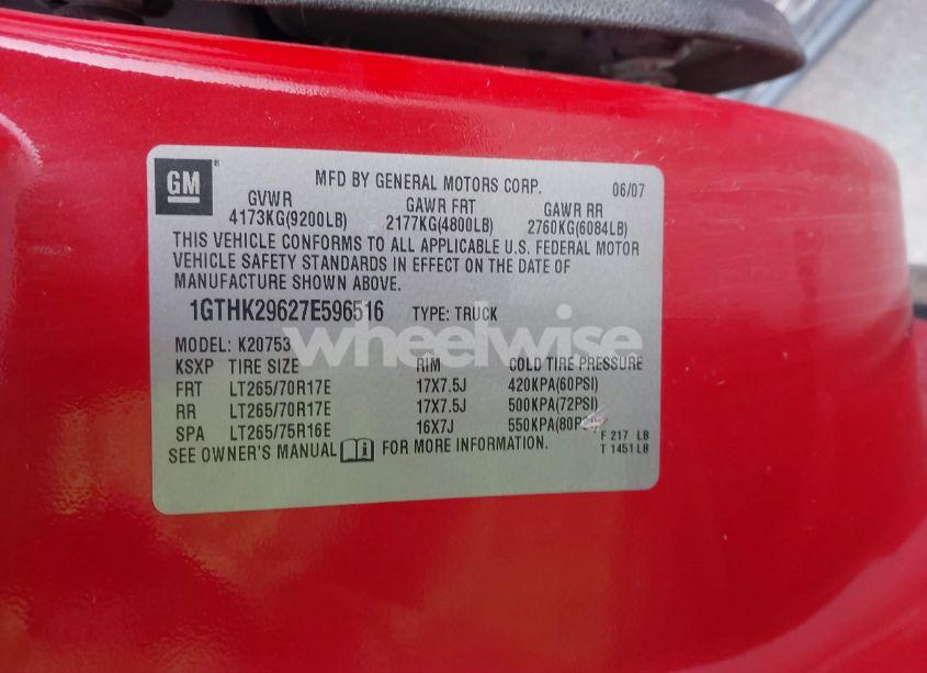 Photo 9 of 2007 Gmc Sierra 2500HD SLE1 (VIN 1GTHK29627E596516)