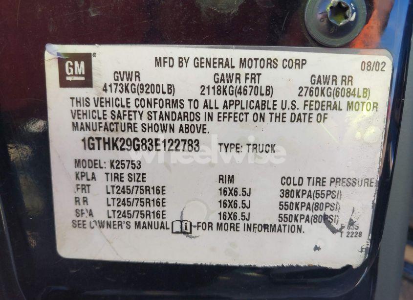 Photo 9 of 2003 Gmc Sierra 2500HD SLT (VIN 1GTHK29G83E122783)