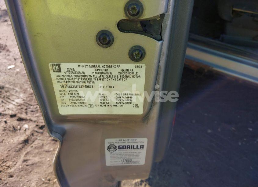 Photo 9 of 2003 Gmc Sierra 2500HD SLE (VIN 1GTHK29U73E345872)