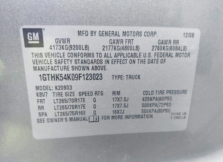 Photo 9 of 2009 Gmc Sierra 2500HD SLE (VIN 1GTHK54K09F123023)