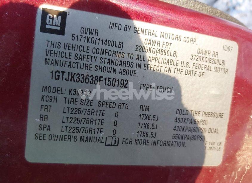 Photo 8 of 2008 Gmc Sierra 3500HD SLE2 (VIN 1GTJK33638F150192)