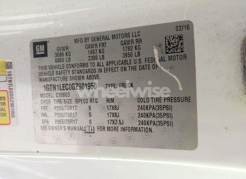 Photo 9 of 2016 Gmc Sierra 1500 (VIN 1GTN1LEC0GZ901950)