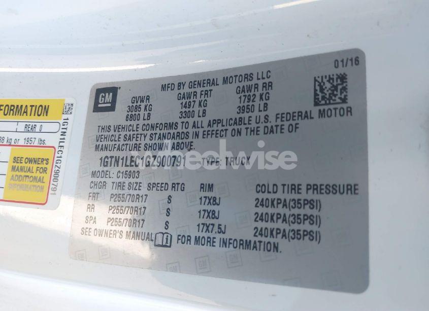 Photo 9 of 2016 Gmc Sierra 1500 (VIN 1GTN1LEC1GZ900791)