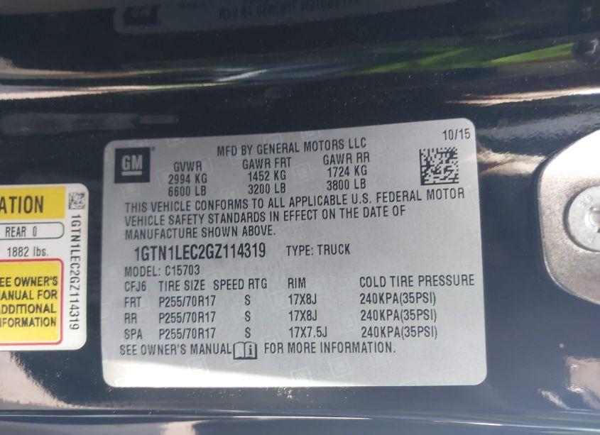 Photo 9 of 2016 Gmc Sierra 1500 (VIN 1GTN1LEC2GZ114319)