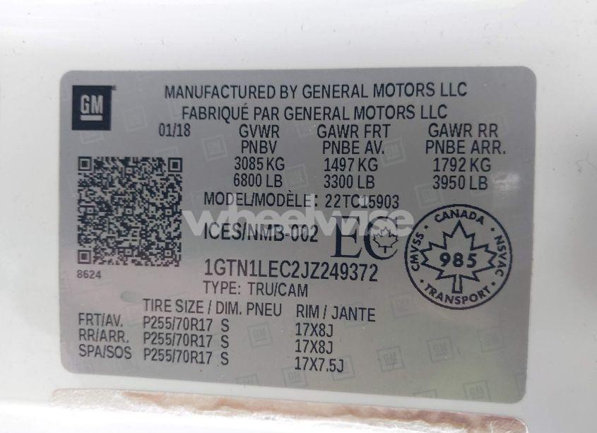 Photo 9 of 2018 Gmc Sierra 1500 (VIN 1GTN1LEC2JZ249372)