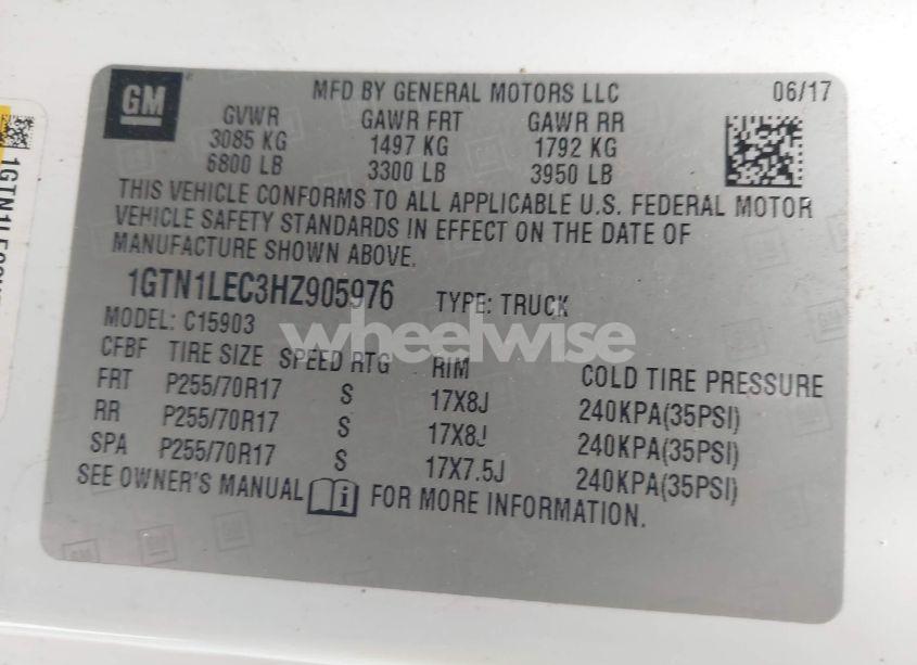 Photo 9 of 2017 Gmc Sierra 1500 (VIN 1GTN1LEC3HZ905976)
