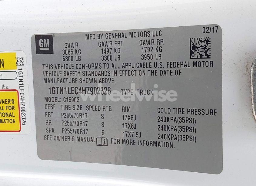 Photo 9 of 2017 Gmc Sierra 1500 (VIN 1GTN1LEC4HZ902326)