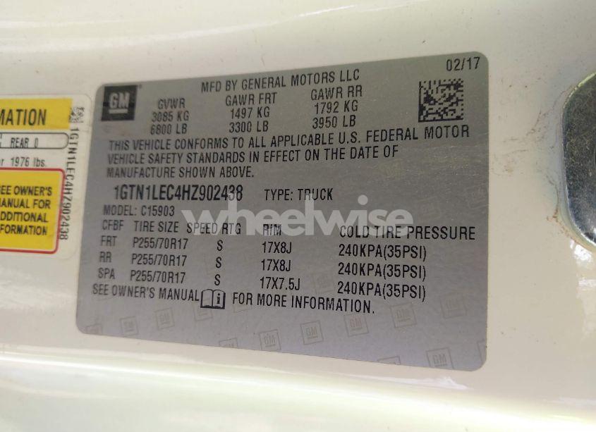 Photo 9 of 2017 Gmc Sierra 1500 (VIN 1GTN1LEC4HZ902438)