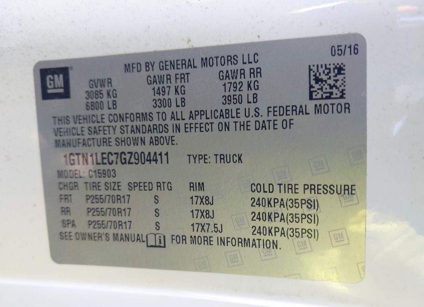 Photo 9 of 2016 Gmc Sierra 1500 (VIN 1GTN1LEC7GZ904411)