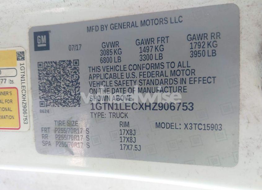 Photo 9 of 2017 Gmc Sierra 1500 (VIN 1GTN1LECXHZ906753)