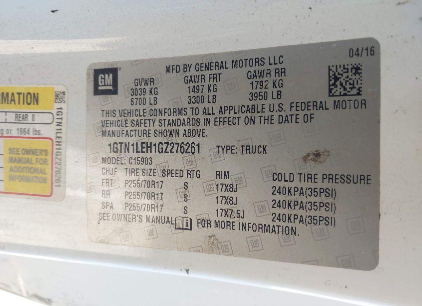 Photo 9 of 2016 Gmc Sierra 1500 (VIN 1GTN1LEH1GZ276261)