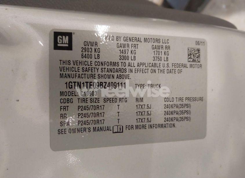 Photo 9 of 2011 Gmc Sierra 1500 WORK TRUCK (VIN 1GTN1TE09BZ409111)