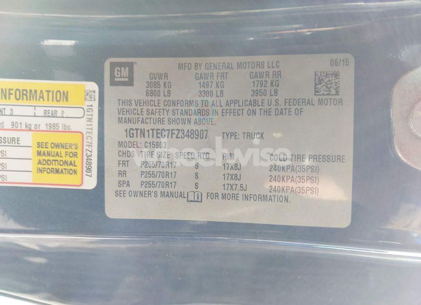 Photo 9 of 2015 Gmc Sierra 1500 (VIN 1GTN1TEC7FZ348907)