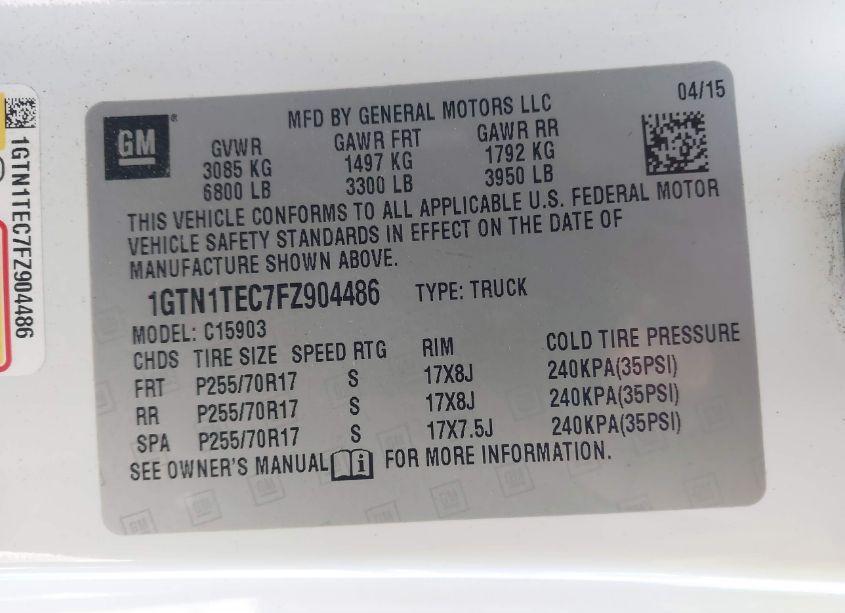 Photo 9 of 2015 Gmc Sierra 1500 (VIN 1GTN1TEC7FZ904486)
