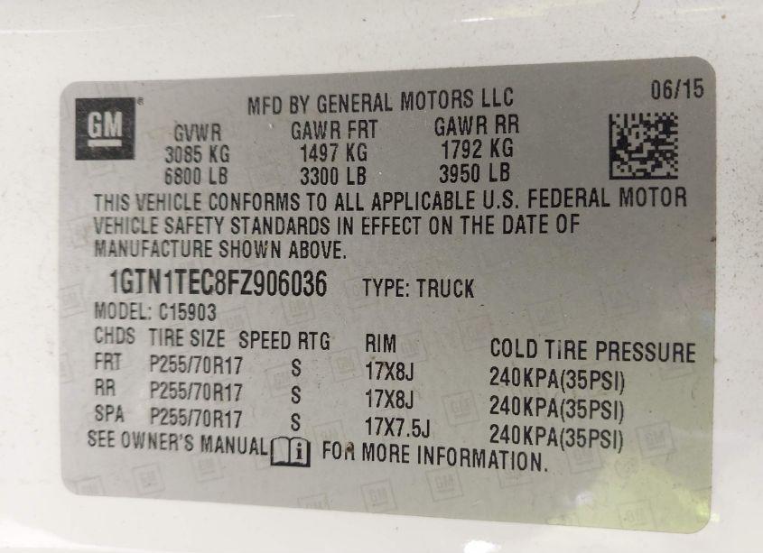 Photo 9 of 2015 Gmc Sierra 1500 (VIN 1GTN1TEC8FZ906036)