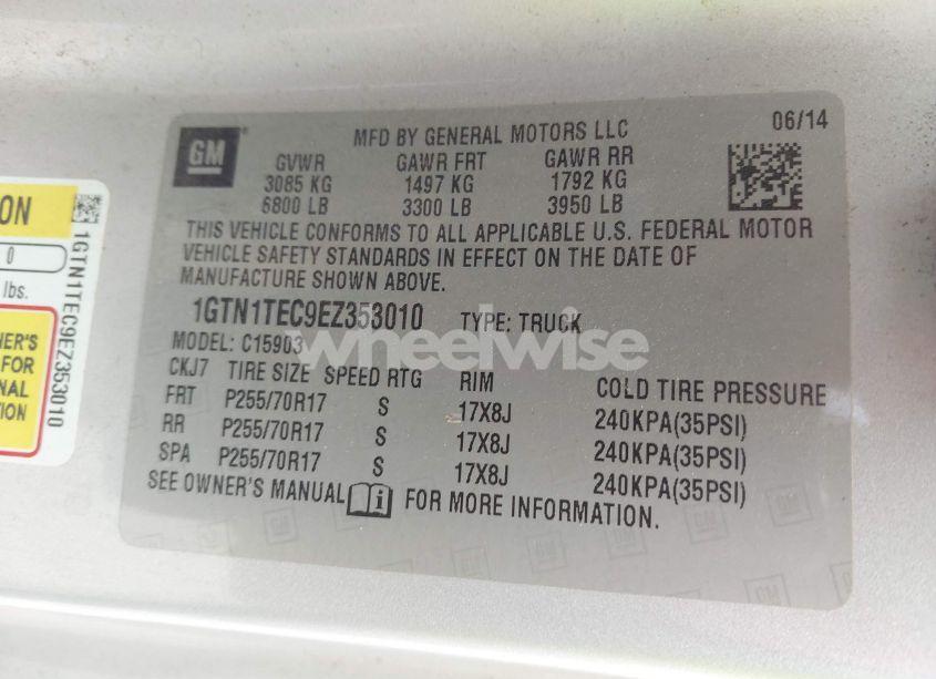 Photo 9 of 2014 Gmc Sierra 1500 (VIN 1GTN1TEC9EZ353010)