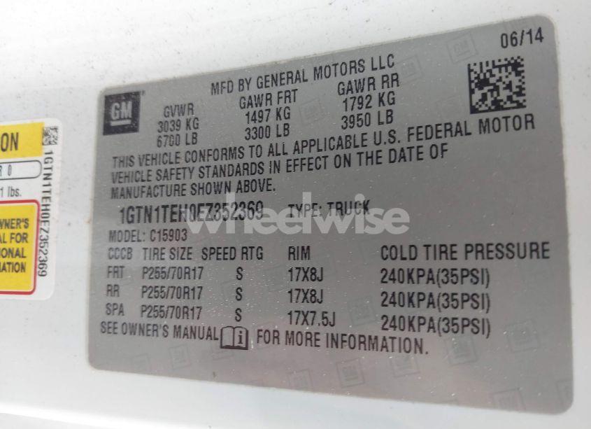 Photo 9 of 2014 Gmc Sierra 1500 (VIN 1GTN1TEH0EZ352369)