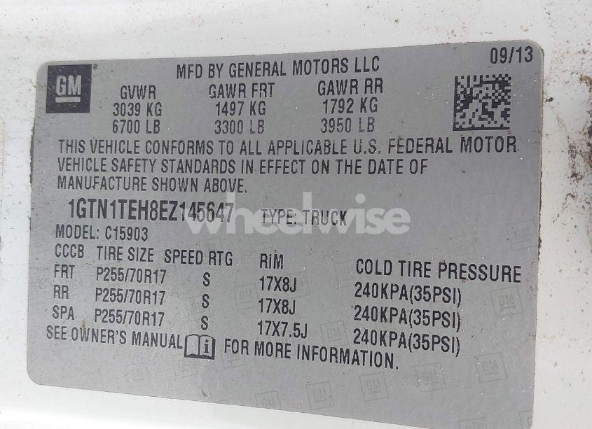 Photo 9 of 2014 Gmc Sierra 1500 (VIN 1GTN1TEH8EZ145647)