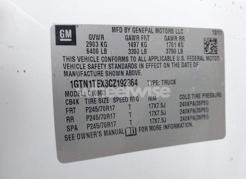 Photo 9 of 2012 Gmc Sierra 1500 WORK TRUCK (VIN 1GTN1TEX3CZ192864)