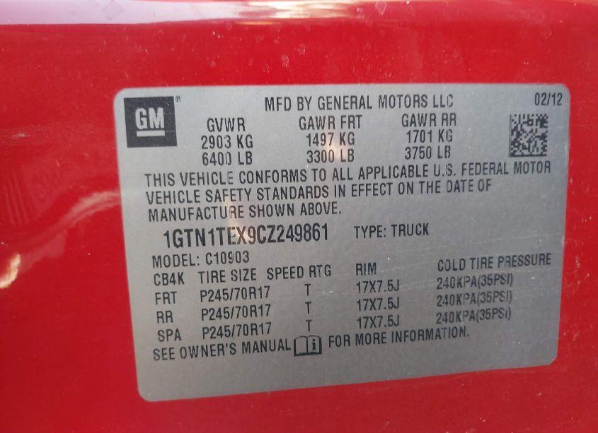 Photo 9 of 2012 Gmc Sierra 1500 WORK TRUCK (VIN 1GTN1TEX9CZ249861)