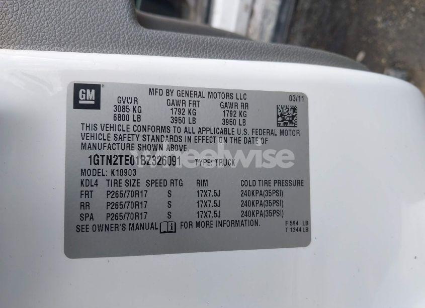 Photo 9 of 2011 Gmc Sierra 1500 WORK TRUCK (VIN 1GTN2TE01BZ326091)