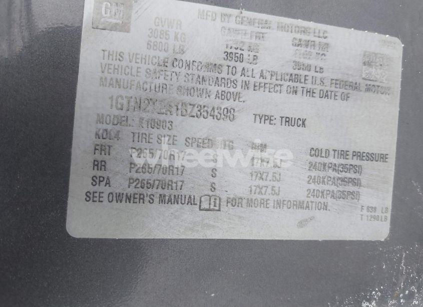 Photo 9 of 2011 Gmc Sierra 1500 WORK TRUCK (VIN 1GTN2TEA1BZ354398)