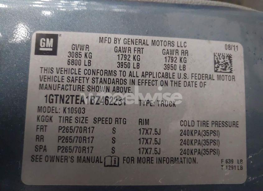 Photo 9 of 2011 Gmc Sierra 1500 WORK TRUCK (VIN 1GTN2TEA1BZ462231)