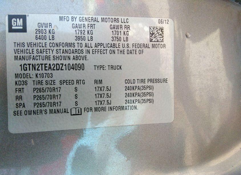 Photo 9 of 2013 Gmc Sierra 1500 WORK TRUCK (VIN 1GTN2TEA2DZ104090)