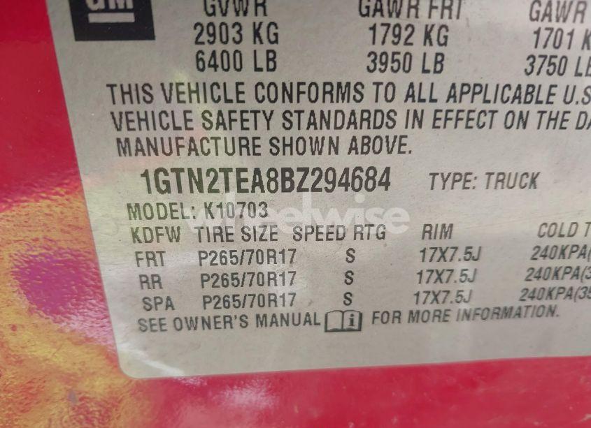 Photo 9 of 2011 Gmc Sierra 1500 WORK TRUCK (VIN 1GTN2TEA8BZ294684)