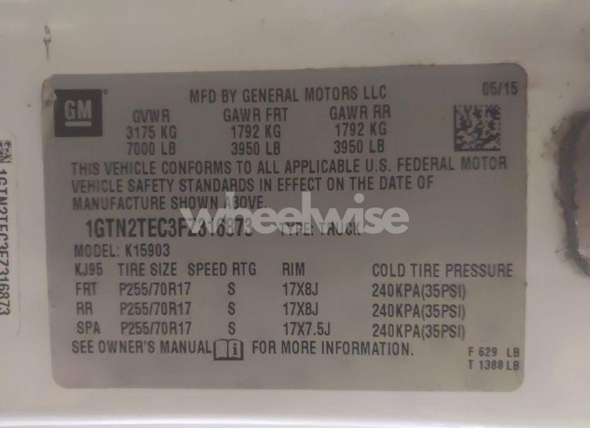 Photo 9 of 2015 Gmc Sierra 1500 (VIN 1GTN2TEC3FZ316873)