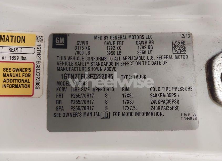 Photo 9 of 2014 Gmc Sierra 1500 (VIN 1GTN2TEC8EZ223085)