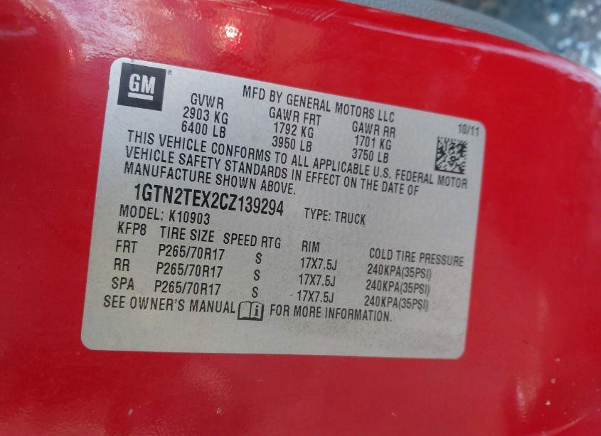 Photo 9 of 2012 Gmc Sierra 1500 WORK TRUCK (VIN 1GTN2TEX2CZ139294)