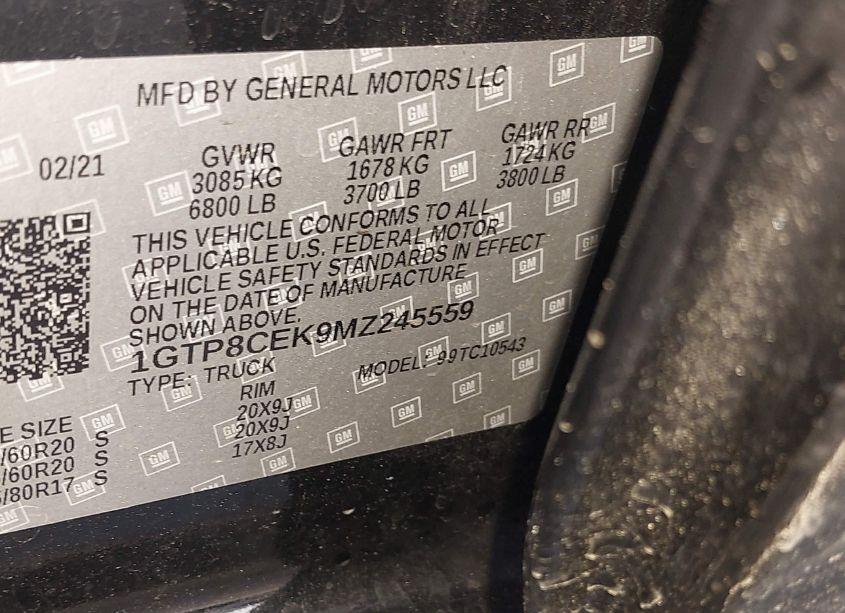 Photo 9 of 2021 Gmc Sierra 1500 2WD SHORT BOX ELEVATION (VIN 1GTP8CEK9MZ245559)