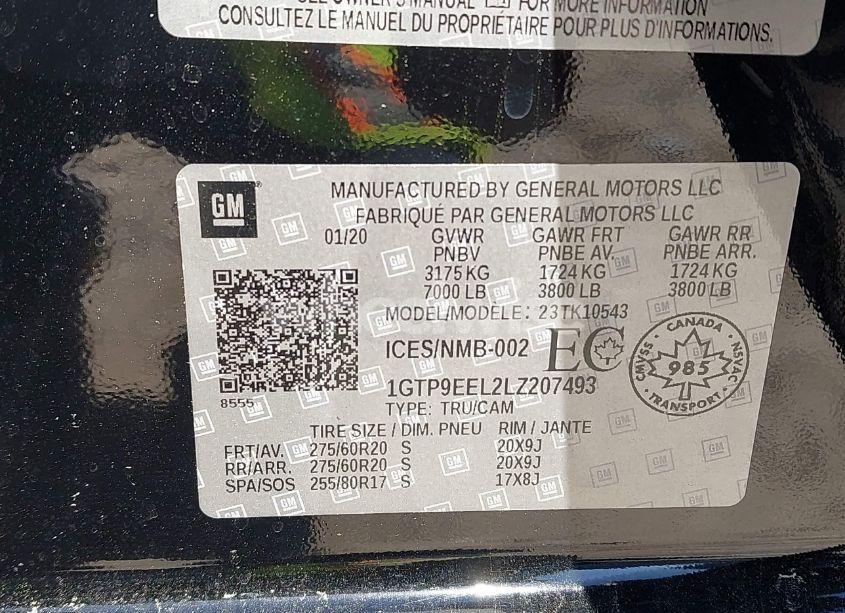 Photo 9 of 2020 Gmc Sierra 1500 4WD SHORT BOX AT4/4WD STANDARD BOX AT4 (VIN 1GTP9EEL2LZ207493)