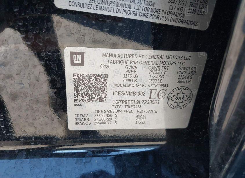 Photo 9 of 2020 Gmc Sierra 1500 4WD SHORT BOX AT4/4WD STANDARD BOX AT4 (VIN 1GTP9EEL9LZ238563)