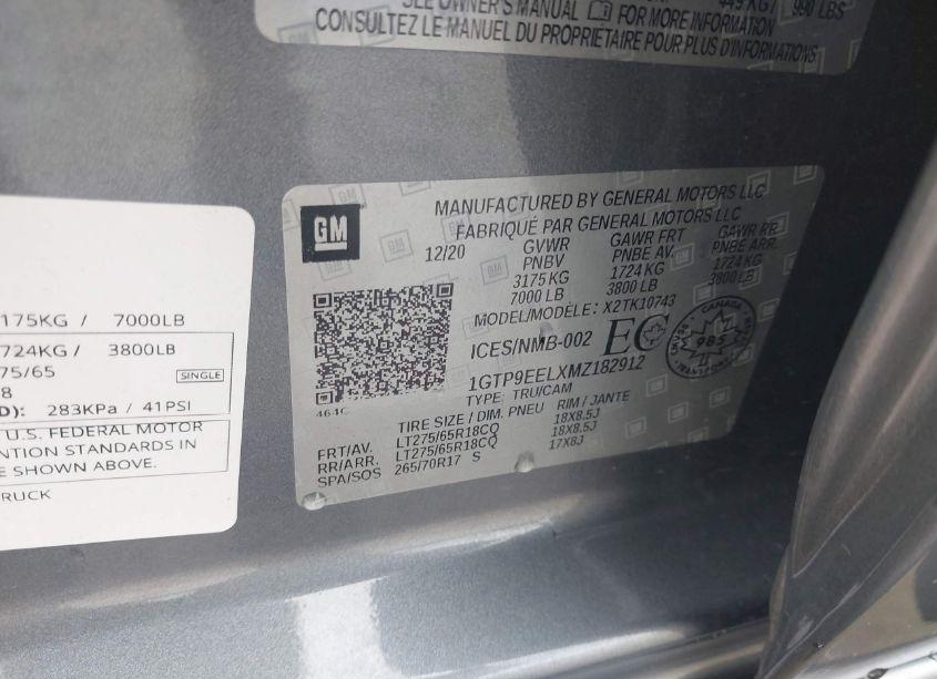 Photo 9 of 2021 Gmc Sierra 1500 4WD SHORT BOX AT4/4WD STANDARD BOX AT4 (VIN 1GTP9EELXMZ182912)