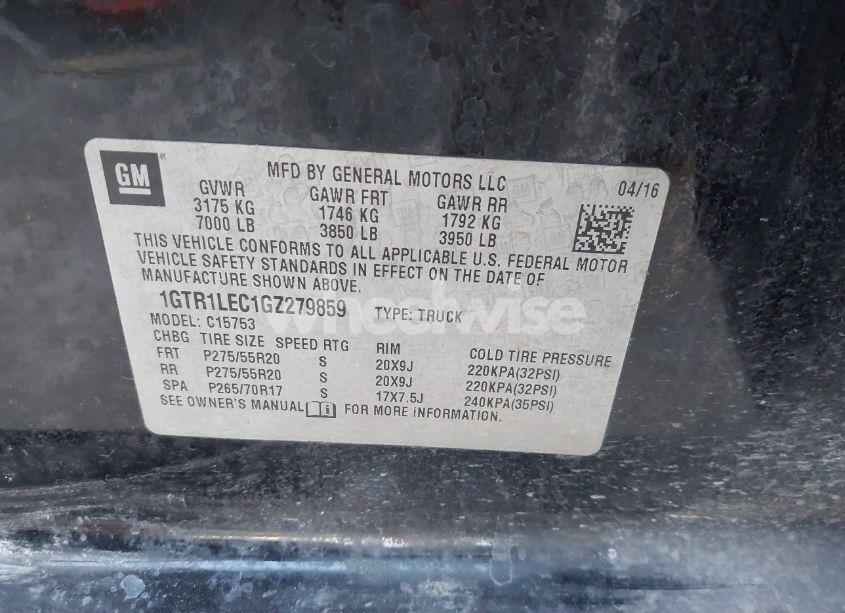 Photo 9 of 2016 Gmc Sierra 1500 (VIN 1GTR1LEC1GZ279859)