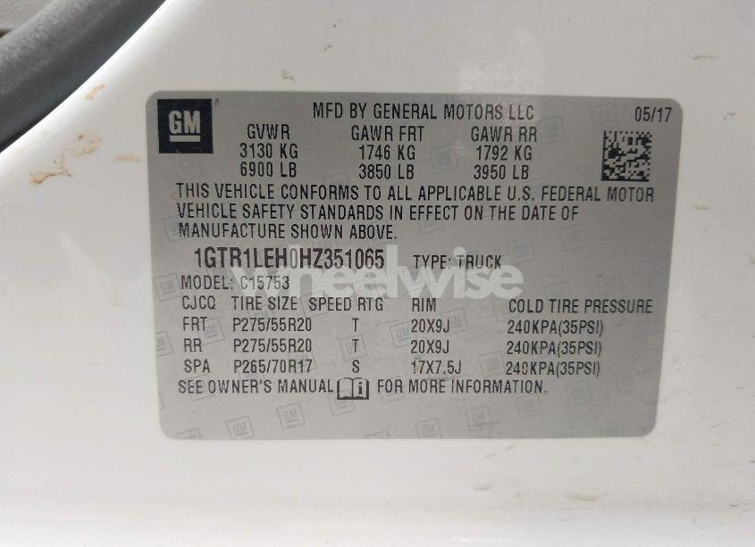 Photo 9 of 2017 Gmc Sierra 1500 (VIN 1GTR1LEH0HZ351065)