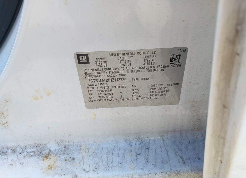 Photo 9 of 2017 Gmc Sierra 1500 (VIN 1GTR1LEHXHZ113739)