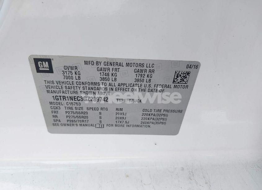 Photo 9 of 2016 Gmc Sierra 1500 SLT (VIN 1GTR1NEC3GZ289742)