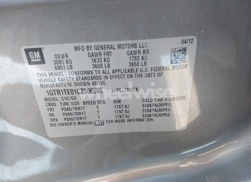 Photo 9 of 2012 Gmc Sierra 1500 WORK TRUCK (VIN 1GTR1TE01CZ306266)