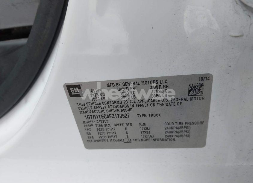 Photo 9 of 2015 Gmc Sierra 1500 (VIN 1GTR1TEC4FZ179527)