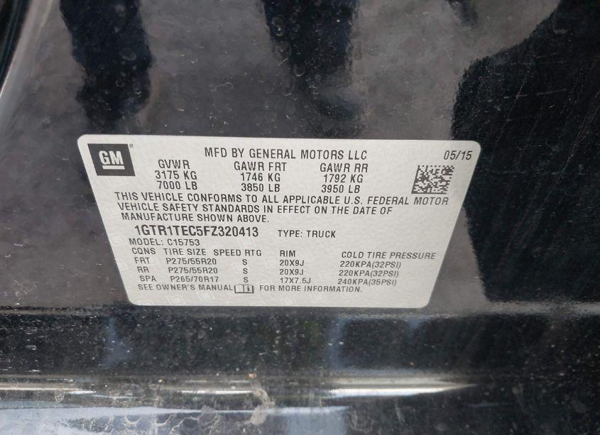 Photo 9 of 2015 Gmc Sierra 1500 (VIN 1GTR1TEC5FZ320413)