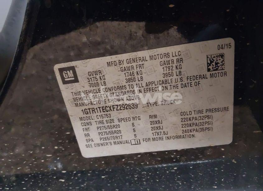 Photo 9 of 2015 Gmc Sierra 1500 (VIN 1GTR1TECXFZ292639)