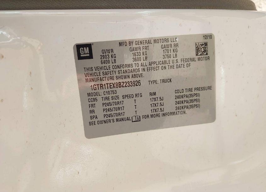 Photo 9 of 2011 Gmc Sierra 1500 WORK TRUCK (VIN 1GTR1TEX8BZ233926)