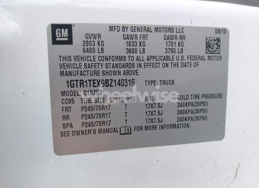 Photo 9 of 2011 Gmc Sierra 1500 WORK TRUCK (VIN 1GTR1TEX9BZ140316)