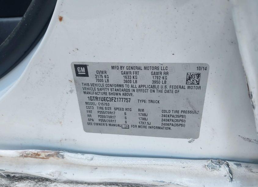 Photo 9 of 2015 Gmc Sierra 1500 SLE (VIN 1GTR1UEC3FZ177757)