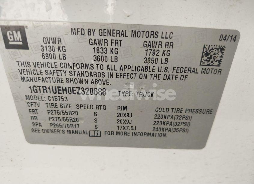 Photo 9 of 2014 Gmc Sierra 1500 SLE (VIN 1GTR1UEH0EZ320688)