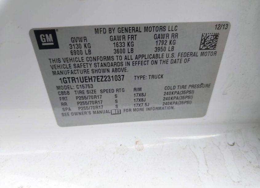 Photo 9 of 2014 Gmc Sierra 1500 SLE (VIN 1GTR1UEH7EZ231037)